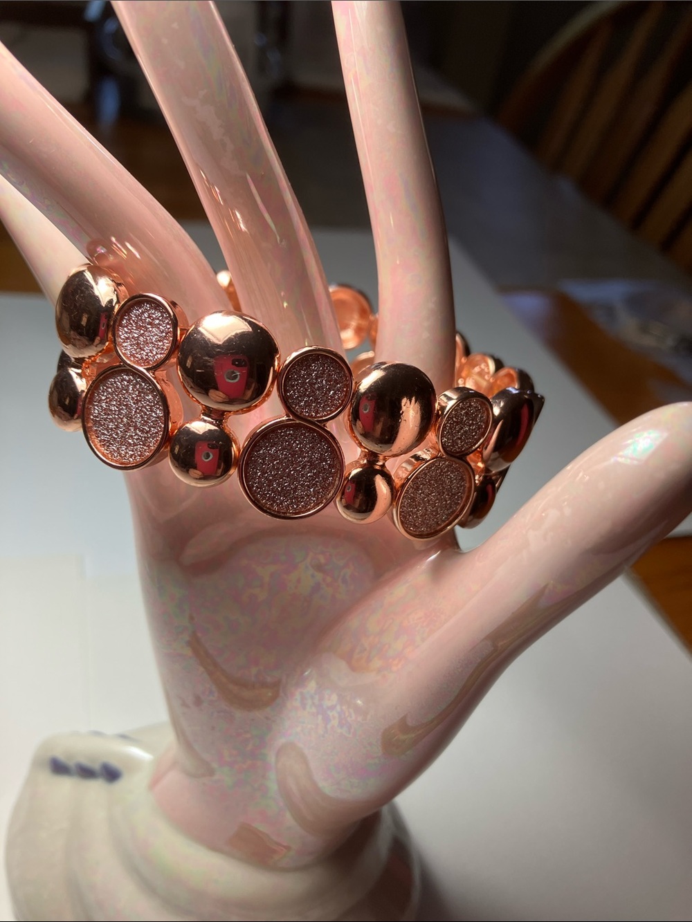 Charming Charlie Rose Gold Bubble Circle Stretch Bracelet